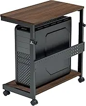EUREKA ERGONOMIC Computer Tower Stand, Height Adjustable PC Stand,2-Tier ATX-Case CPU Holder Home Office Gaming Accessories with Rolling Wheels & Mouse Pad, Walnut Wood