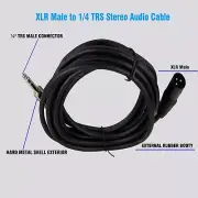50ft XLR 3-Pin Male Cable to 6.35mm 1/4" Stereo Mono Shielded Guitar Cable Cord