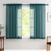 Green Sheer Curtains 54 Inch Length Living Room Short 52"Wx54"L Foliage Green