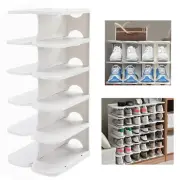6-Tier Narrow Shoe Organizer, Adjustable Cubby Shoe Rack for Closet, Free Sta...