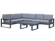 FurnitureOkay Manly 5-Piece Aluminium Outdoor Modular Lounge Setting - Charcoal