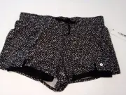 Women's Reebok Shorts Black White Polka Dot Pattern Liner Included Size XL