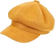 [BESTYASH] Warm Corduroy Beret Cap Women's Beret for Outdoors All-Match Beret Chic Hat Yellow