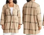 NWT Sanctuary 3X XXXL Catalina Light Jacket Coat Tan and Black Plaid Shacket