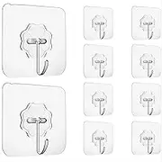 EZONEDEAL 12 Pack Hanger Self Adhesive Wall Hook Transparent Reusable Sticky Hooks Heavy Duty Seamless Rotating Ceiling Stainless Hooks Drill-Free Utility Hooks for Home Kitchen Bathroom