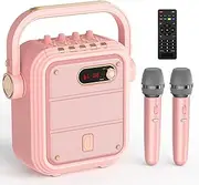 JYX Karaoke Machine with 2 Wireless Microphones, Portable Karaoke Speaker with Treble/Bass Adjustment,B PA System with Vocal Cut,8 Sound Effects,Support TWS/REC/BT/USB/SD/AUX/Livestream