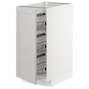 METOD base cabinet with wire baskets, white/Lerhyttan light grey, 40x60x80 cm