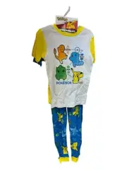 Pokemon Boys 4 Piece Pajama Set Size 12 Shorts Pants Tops Blue Yellow Bright $48
