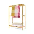 3 Rail Bamboo Towel Rack 3 Rail Freestanding Towel Holder Drying Shelf Stand New