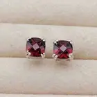 1.00 Ct Garnet Prong Set Earrings 925 Solid Sterling Silver