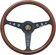 60th Anniversary Wood Style Steering Wheel JDM Vintage Sports Car Steering Wheel Volantes(Black)