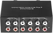 IsMwav 4 Way Bi-Directional Stereo Audio Switch Left and Right Channel Audio Switch 2 in 4 Out or 4 in 2 Out L/R Jack Sound Channel R/L Stereo Switcher