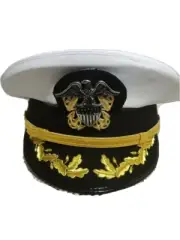 WW2 US Navy Army Officers Visor Cap Marine Captain White Cap Hats Reproduction