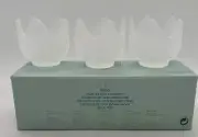 Set of 3 Partylite Frosted Lotus Blossom Tulip Tea/ Votive Candle Holders P0290