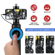 OIIWAK 3FT 8LED 360° 4 Way Snake Borescope Endoscope 6mm Inspection Camera IP67