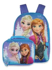 Disney Frozen Elsa Anna Girls School Backpack Insulated Lunch Box Book Bag SET