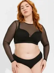 Torrid Black Mesh Under It All Crop Top NWT New 1X