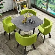 Square Conference Room Dining Table with 4 Chair, Office Reception Room Club Table, 5-Piece Dining Set,Business Negotiation Table (Color : Grass Green)