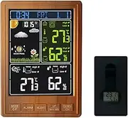 Labymos Multifunctional Weather Station Indoor/Outdoor Thermometer Temperature and Humidity Color Screen Electronic Alarm Clock Weather Forecast Clock with Adjustable Backlight Barometer Moon Phase Su