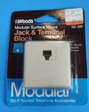 Woods Surface Mount RJ11 6P4C 4-Wire Modular Jack Screw Terminal Block/Box Beige