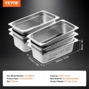 6 Pack Buffet Chafing Dishes 3.8L Gastronorm Pans Steam Table Pans Tray Stainles