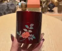 在飛比找Yahoo!奇摩拍賣優惠-日本玉蟲涂漆器  蒔繪花卉 茶葉罐  茶棗