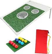 Perfeclan Golf Chipping Cornhole Set Training Equipment Includes 12 Balls, Chipping Mats, and Carrying Bag for Garden Lawn Golf Course