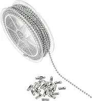 uxcell 16.4 Feet Stainless Steel Ball Chain, Dog Tag Chain Bulk Beaded Necklace Chains with 20 Pcs Connectors for Jewelry Making DIY Craft Hanging Decoration, Silver