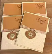 Set of 4 Handmade Christmas Greeting Cards~Noel