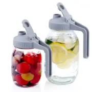 Mason Jar Pour Spout Lid Regular Mouth With Handle Airtight & Leak-Proof Flip