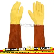 Pair Long Leather Garden Gloves Rose Pruning Thorn Proof Protective Sleeve S-XL