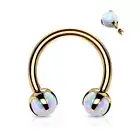 Piercing Horseshoe Golden Opal Synthetic White ( Ear, Daith , Septum)