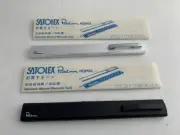 X2 VINTAGE NOS HI-TECH SATOLEX POCKETMAN BLACK & SILVER CALCULATOR PEN, ASIS!!.