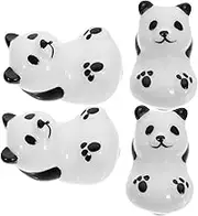 LIFKOME 4pcs Panda Ceramic Cutlery Holder Multifunctional Chopstick Rest for Home Hotel Adorable Spoon Dining Accessory Loved Ones