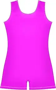 [GAIGEO] Toddler Gymnastics Leotards for Girls Magenta Fuchsia Biketards Unitards Dance Outfits Shorts 2t