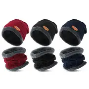 Winter Knitted Hat Chunky Beanie Fleece Men Outdoor Neck Warm Women Fur Ski