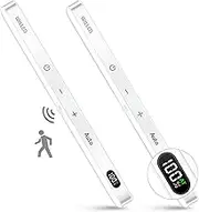 WILLED Under Cabinet Lights Rechargeable, Battery Display, 60 LED Touch Light Bar, Motion Sensor Light Indoor, Battery Operated Closet Light Wireless, Stick on Under Counter Lights for Kitchen(2 Pack)