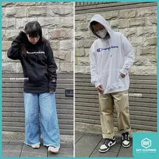 Champion Fleece Large Logo Hoodie 美版 內裏刷毛 黑 白 刺繡 連帽 帽T DOT聚點