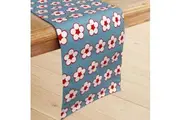 100% Cotton Printed Table Runner Cotton Bud Blue