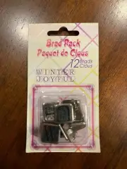 Scrapbook Embellishments 12 piece Silver Brad Pack Winter Joyful NEW