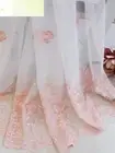 European Mesh Pink Embroidery Rose Tulle Curtains Princess Window Screen Sheer