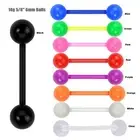 14G 5/8" Flexible Tongue Ring & Nipple Ring Barbell with 6mm UV Balls 1 Piece