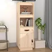 Solid Wood Pine Highboard, 34x40x108.5 cm Storage Cabinet with Open Shelves for Hallway Furniture Display