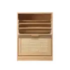 Shoe Cabinet Storage 2 Doors Rack Organizer Rattan Shelf 30 Pairs