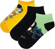 [Hot Sox] Women's Fun Famous Paintings Low Cut Socks-3 Pair Pack-Cool & Artistic Gifts