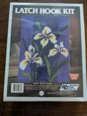 National Yarn Crafts Latch Hook Kit, White Irises, sealed in box