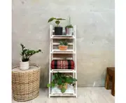 [Mango Trees] "Atkins" Wooden Plant Stand White 113 cm Tall