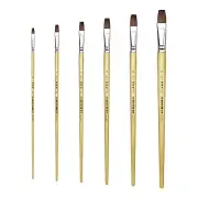 XDT#166-B Bright Art Brush 6Pc #2#4#6#8#10#12 Red Sable Acrylic Oil Watercolor