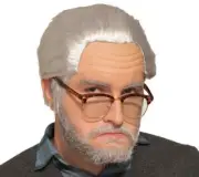 Funny GRUMPY OLD MAN WIG Fake White Grey Hair Rubber Forehead Grandpa Costume