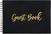Wedding Guest Book for Polaroid Pictures 50 Black Blank Pages (25 Sheets) Photo Guestbook 7x9 inch Spiral Hardcover Book –Sign in Album Bridal Shower Baby Shower Funeral Christmas Airbnb